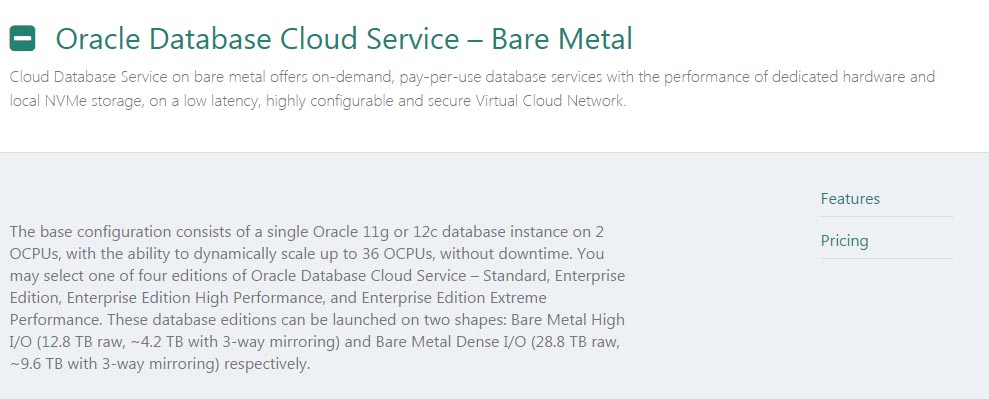 Oracle Cloud Database ServicẽxA^IvV