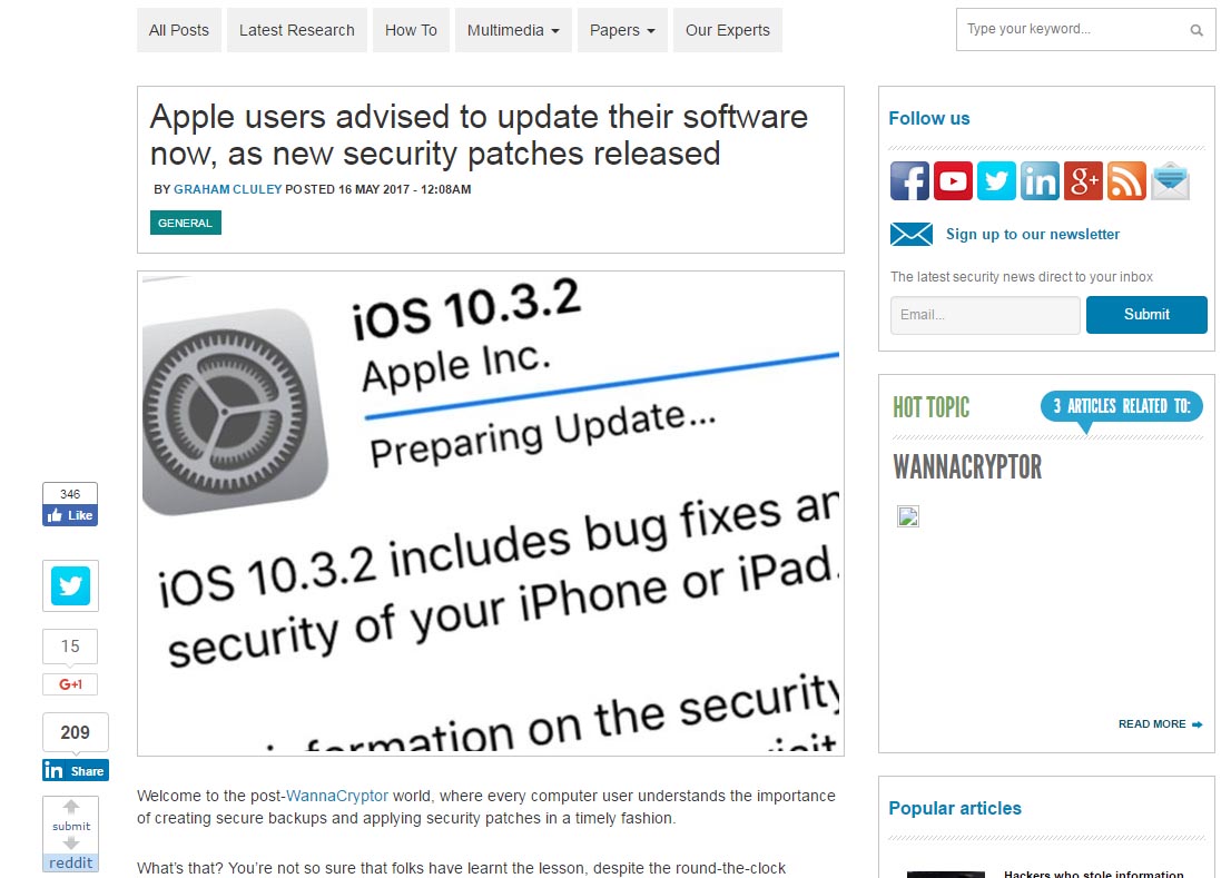 Apple users advised to update their software now, as new security patches releasediESETj