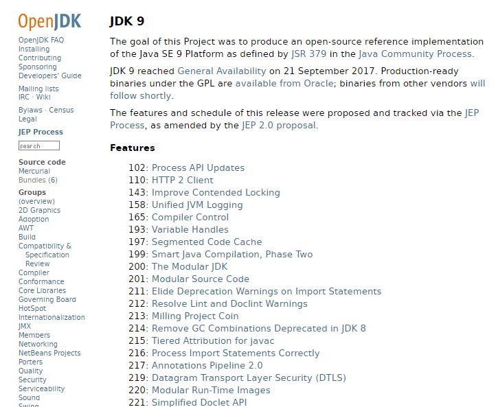 Java se development kit 9 downloads page