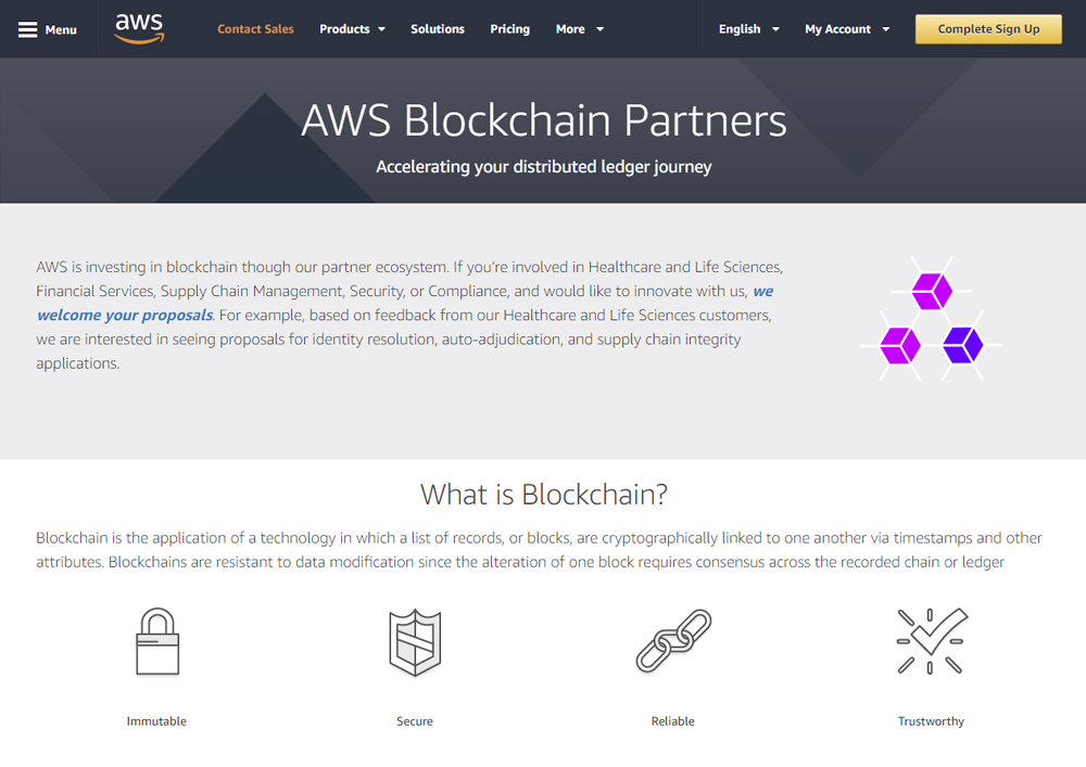 uAWS Blockchain Partners Portalṽy[W