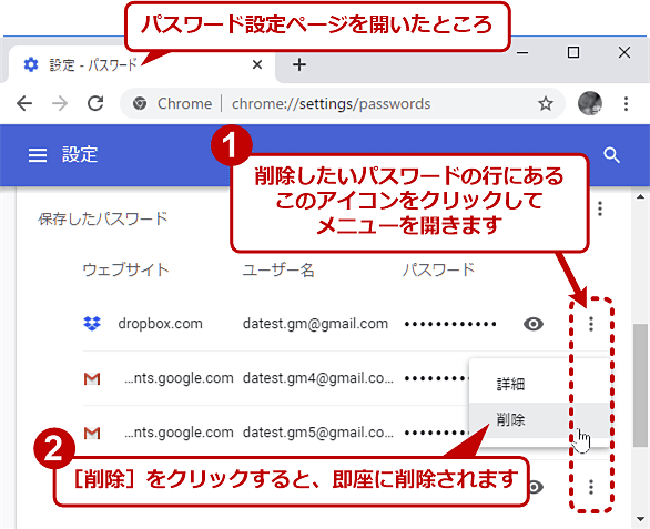 ChromeɕۑꂽpX[h̍폜