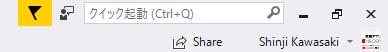 VS Live Share拡張機能により追加された［Share］ボタン