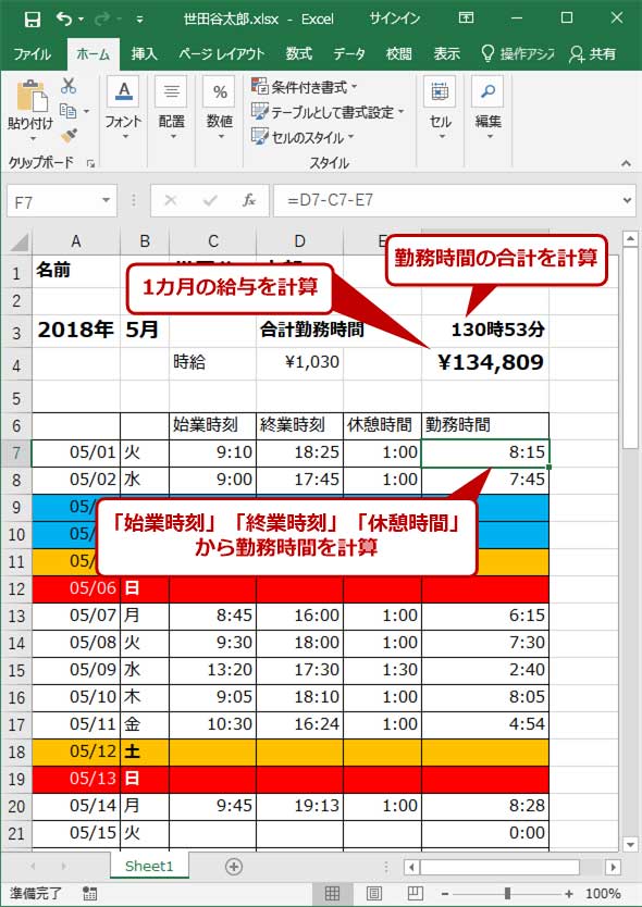 Excelを使って勤務時間などを計算する際にミスを防ぐための基礎知識 Tech Tips It