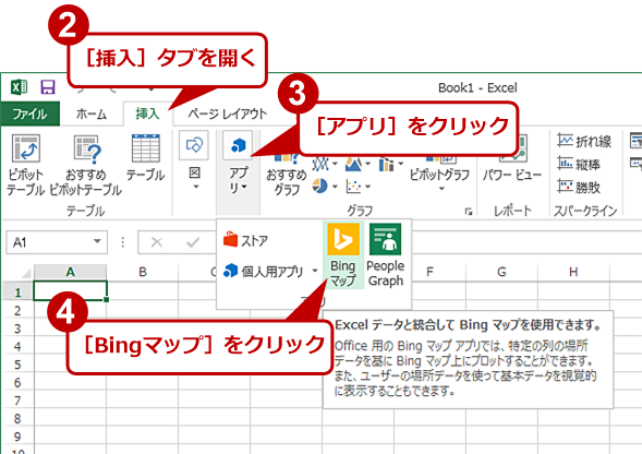 Excel 13 16で地図上にグラフを表示する Tech Tips It