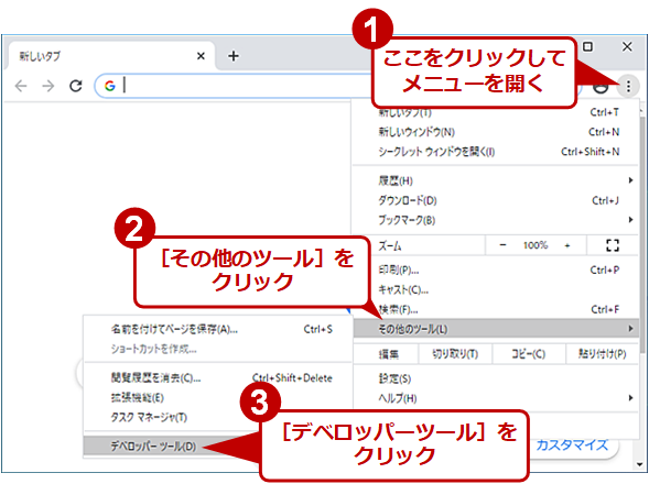 Google Chromeのデベロッパーツールを利用する（1）