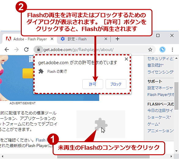 Chrome クローム Flash有効化 許可の設定方法 有効サイト記憶 手順 Beyond ビヨンド