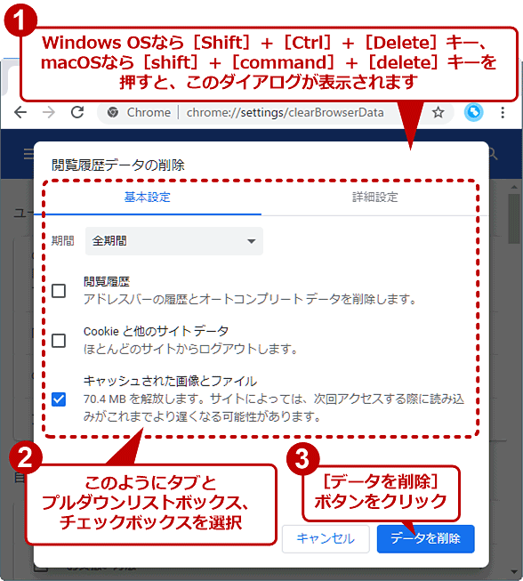 Google Chrome 素早くキャッシュをクリアしてページを正しく表示させる Google Chrome完全ガイド It