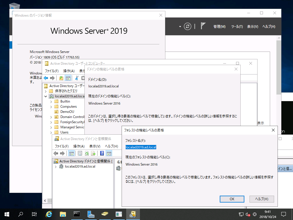 2@Windows Server 2019Active Directory̍ŏʂ̃tHXg^hC@\x́uWindows Server 2016vŊԈႢȂ