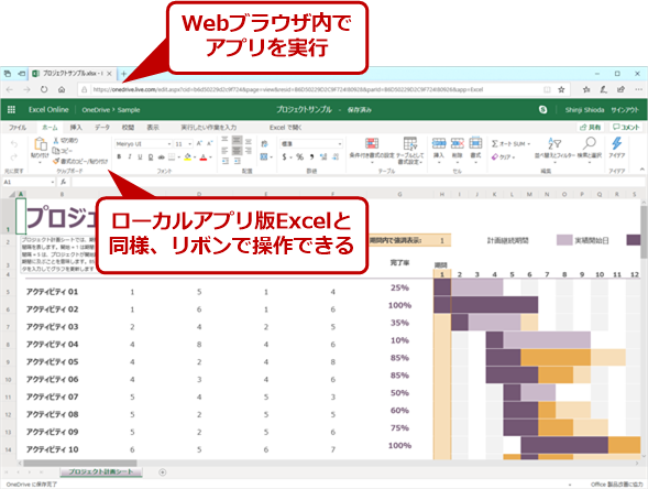 Excel Onlineの画面