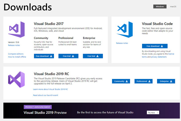 visual studio 2019 rc