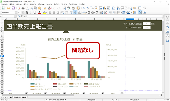 LibreOfficeのSample2の画面