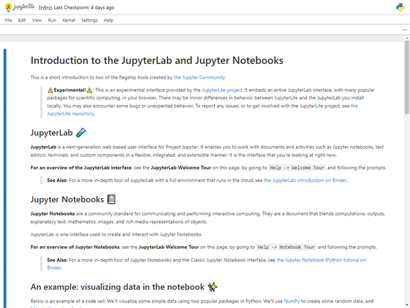 Jupyter Notebookの実行画面