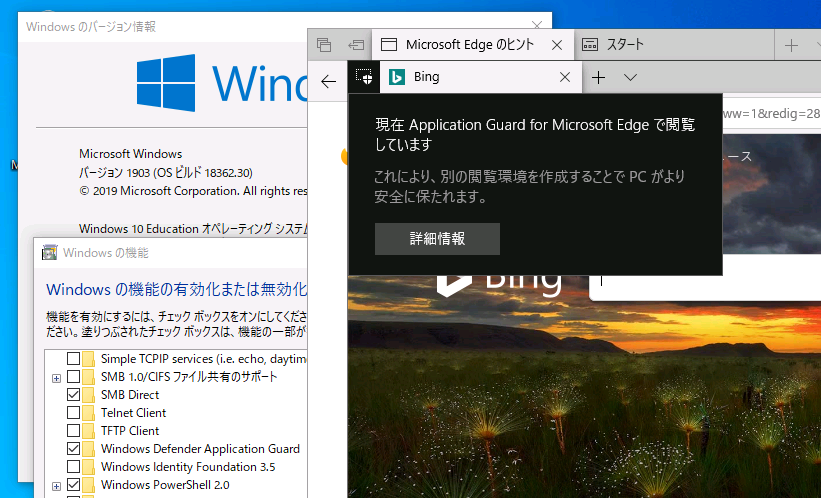 1@Windows 10 Educationł́Ao[W1903ŏ߂WDAGp\ɂȂ