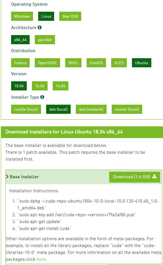 図8 CUDA Toolkitベースインストーラーのダウンロードとインストール方法