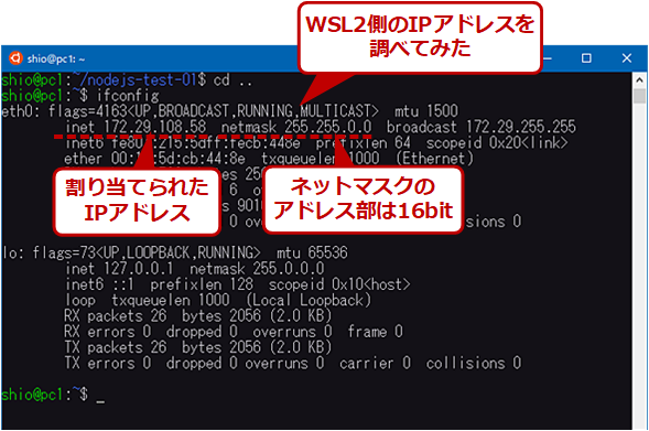 WSL 2̃lbg[NC^tF[XIPAhX