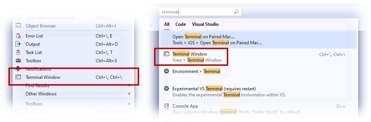Visual Studio TerminalĂяo@ioTFMicrosoftj