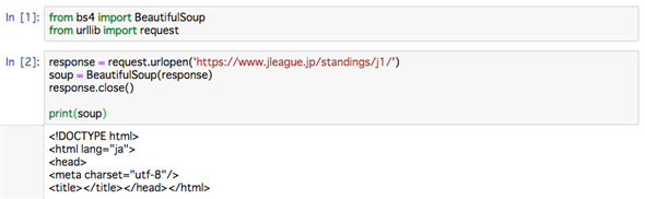 HTMLのパースに失敗して、空のドキュメントが得られている例