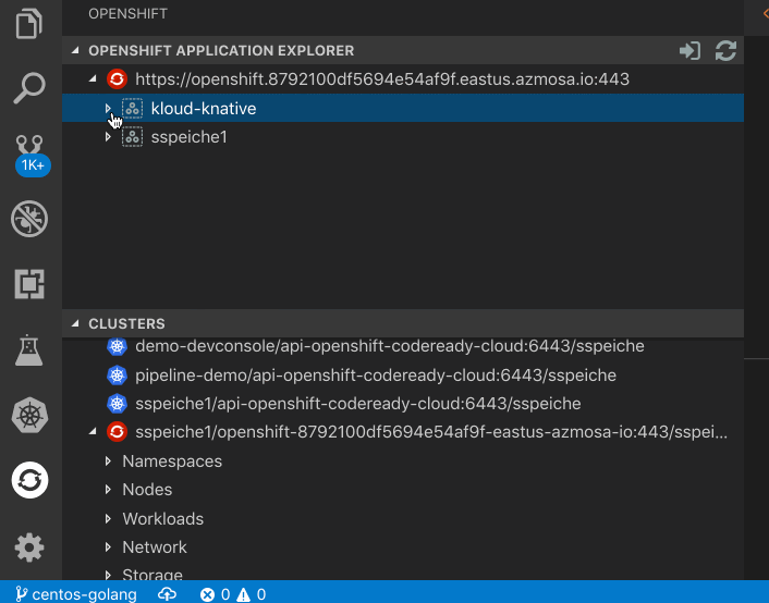 Visual Studio CodełRed Hat OpenShift ConnectorvOCr[ioTFRed Hatj