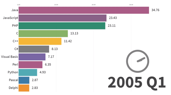 図5　2005年の人気プログラミング言語