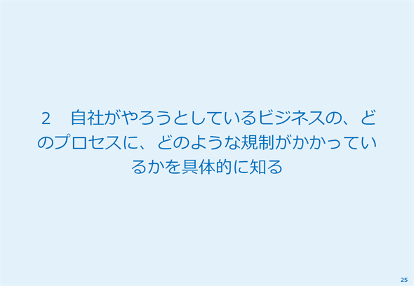 �}25�@���Ђ���낤�Ƃ��Ă���r�W�l�X�́A�ǂ̃v���Z�X�ɁA�ǂ̂悤�ȋK�����������Ă��邩����̓I�ɒm��