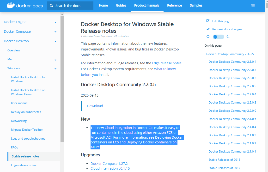 1@Docker Desktop 2.3.0.5ł́ADocker CLĨNEhCeO[VV@\ƂĒǉꂽ