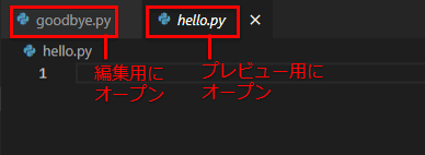 �v���r���[�p�̃^�u�ƕҏW�p�̃^�u