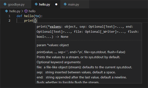 print�֐��̃p�����[�^�[���X�g���\�����ꂽ�Ƃ���