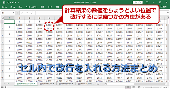 Excel Alt Enterが通用しない計算式でも 狙った位置でセル内改行する方法 Tech Tips It