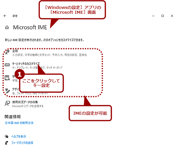 Windows 10の［Microsoft IME］画面