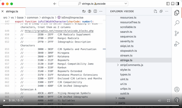 「GitLens」拡張機能の「File Annotations」メニューをエディタのツールバーから非表示にし、［Reset Menu］で復元（クリックで動画を再生）（提供：Microsoft）