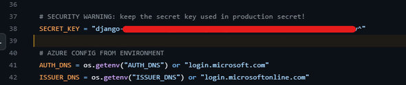 AzureDjango֘AWebT[rXsecret_keyi񋟁FSOCRadarj