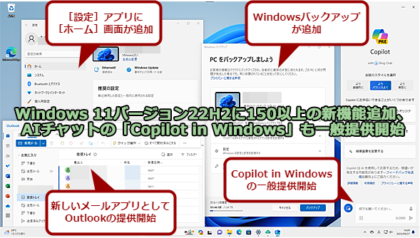Windows 11バージョン22H2に150以上の新機能が追加