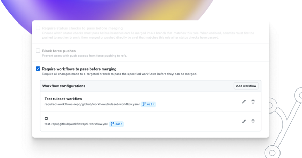 GitHub リポジトリルールでコードマージ前の必須ワークフローが設定