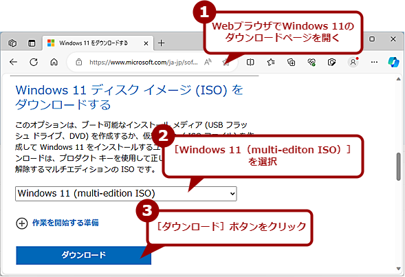 Windows 11のシステムイメージ（ISOファイル）をダウンロードする
