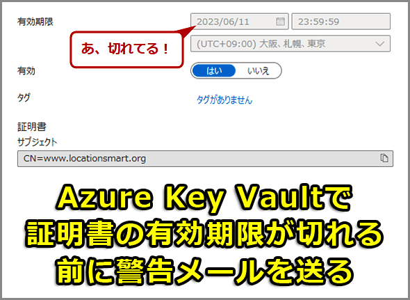 Azure Key Vaultŏ̗ؖL؂OɌx[𑗂