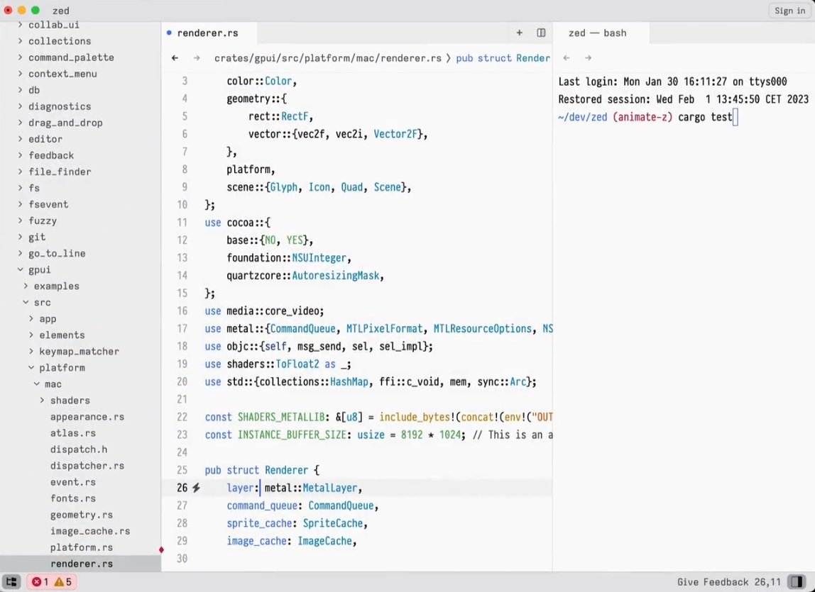 Rust製コードエディタ「Zed」、オープンソース化を発表：「Atom」や「Treesitter」の開発者がチームで開発、GitHub
