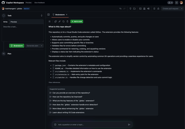 GitHub Copilot WorkspacẽuCXg[~Ỏʁi񋟁FGitHubj