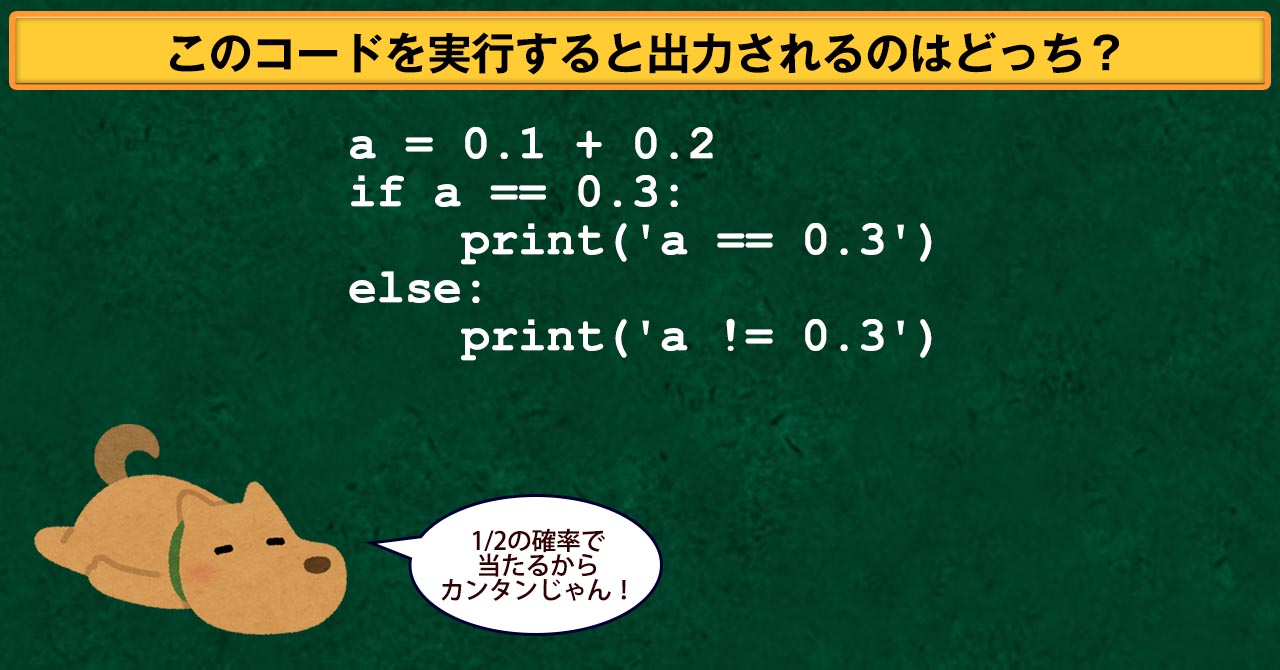 Pythonクイズ］「1.0 + 2.0 == 3.0」は期待通りにTrueになるはず