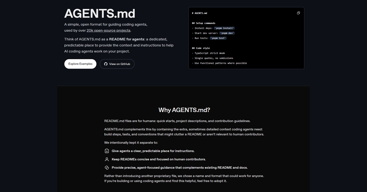 コーディングAIをもっと使いやすく、新標準「AGENTS.md」公開：いわばコーディングエージェント用の「README」