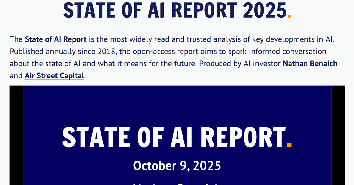 2025年のAIをまとめ、2026年に起こる10の出来事を予測した「State of AI Report 2025」公開