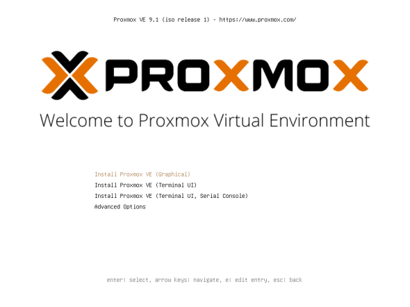 Proxmox VEのインストーラー画面