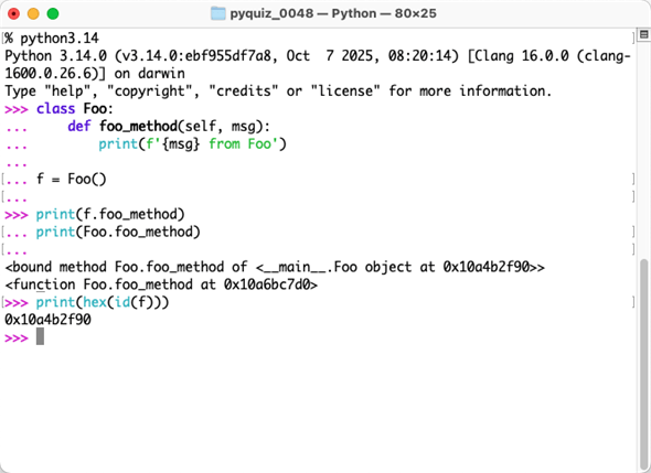 fオブジェクトのIDは「0x10a4b2f90」に一致した