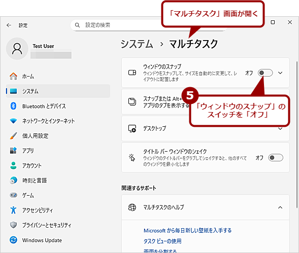 �u�E�B���h�E�̃X�i�b�v�v�𖳌�������i2�j