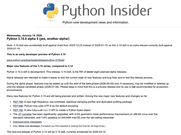 Python 3.15.0a5�̃����[�X�̔��\