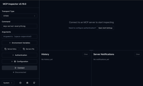 �}2�@ inspector�ł�MCP�T�[�o�̐ݒ���