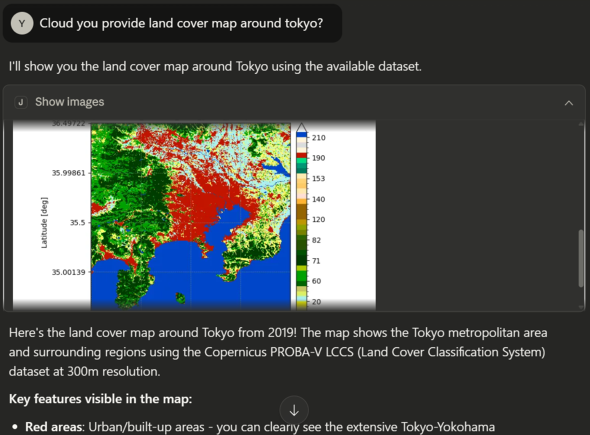 �uClaude Desktop�v�Œn����ԃf�[�^��\����������i�񋟁FJAXA�j