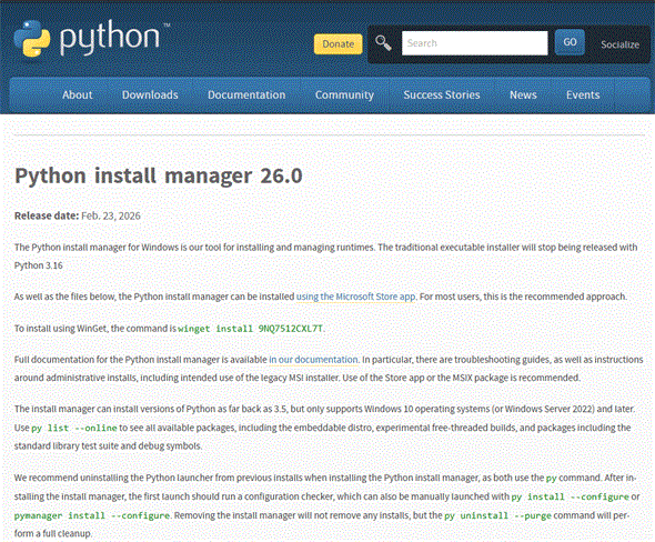 Python install manager 26.0���J�������郊���[�X