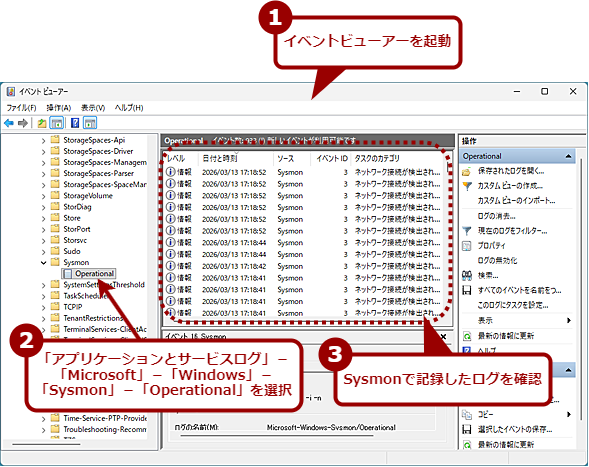 �C�x���g�r���[�A�[�Ń��O���m�F����