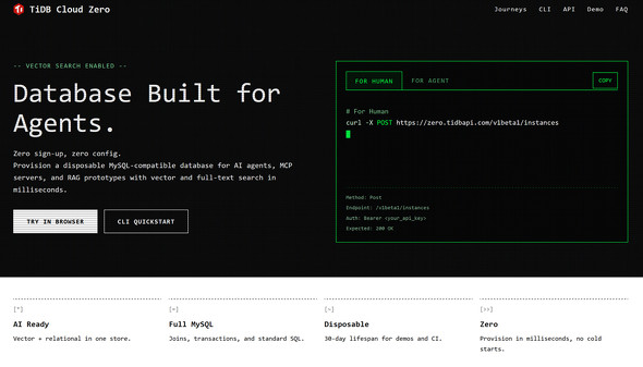 TiDB Cloud Zero�i�����T�C�g���j