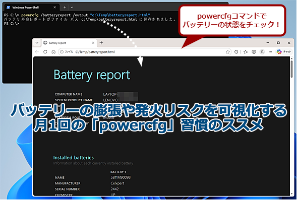 �o�b�e���[�̖c���┭�΃��X�N����������u��1��v�́upowercfg�v�K���̃X�X��